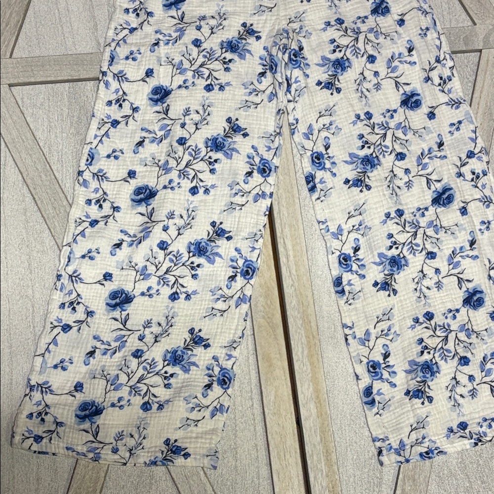 Floral Blue and White Girl’s Summer Jumpsuit - Picture 8 of 9